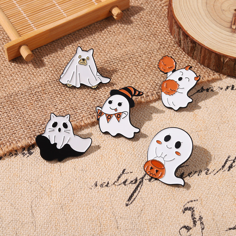 Cute Cartoon Ghost Halloween Brooch