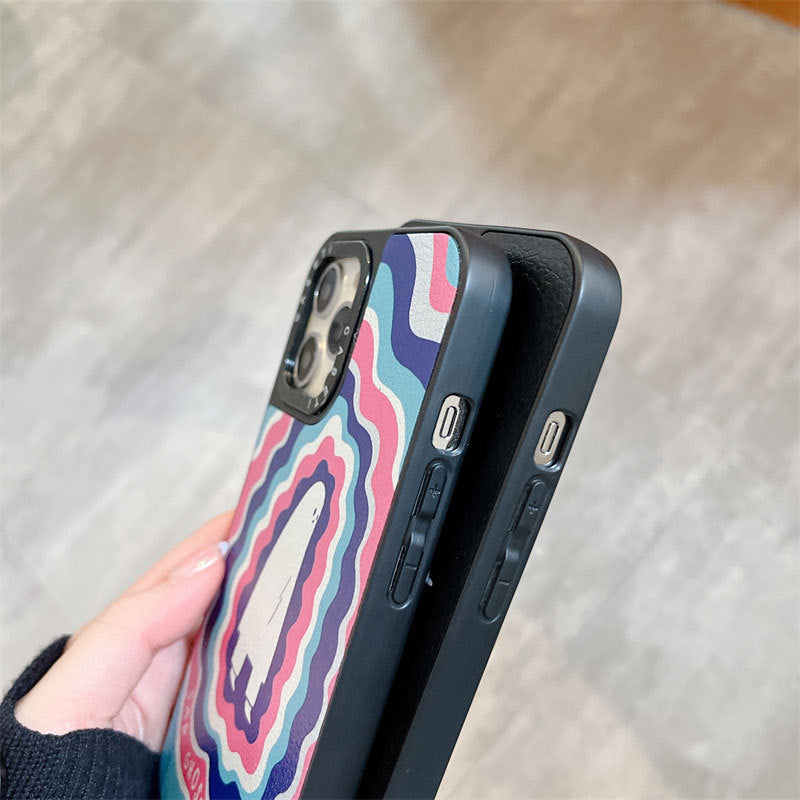 Pink Leather-Style Ghost iPhone Case