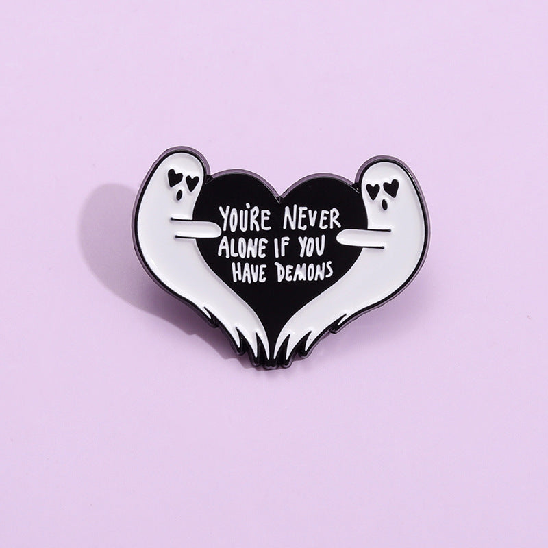 Ghost Heart Love Enamel Brooch