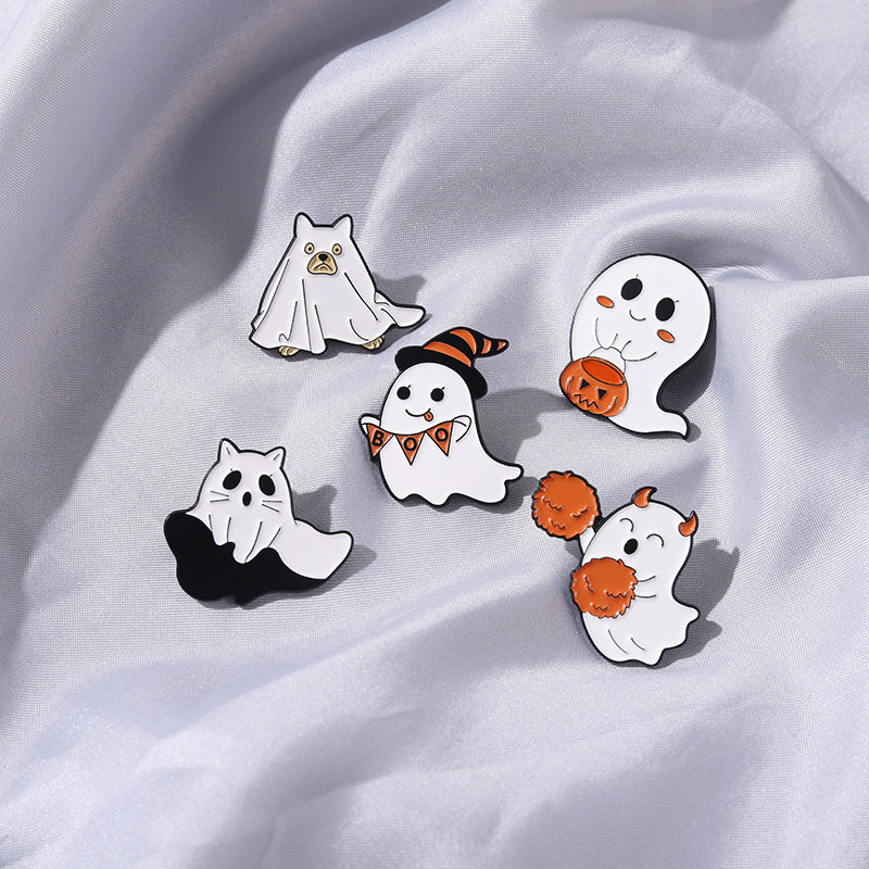Cute Cartoon Ghost Halloween Brooch