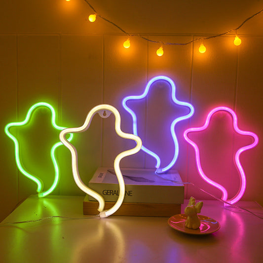 Halloween Ghost Neon Light – Colorful Wall Decor