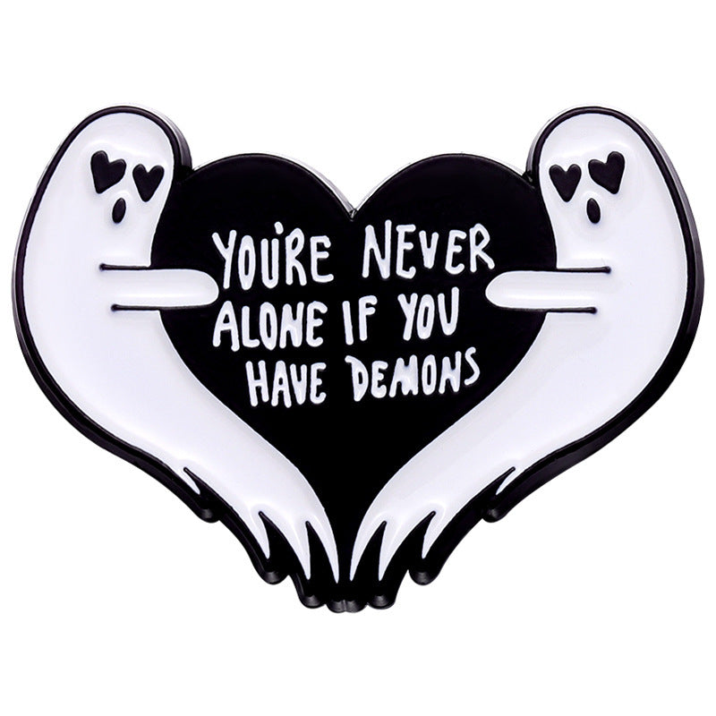 Ghost Heart Love Enamel Brooch