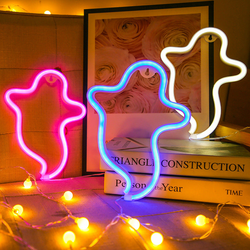 Halloween Ghost Neon Light – Colorful Wall Decor
