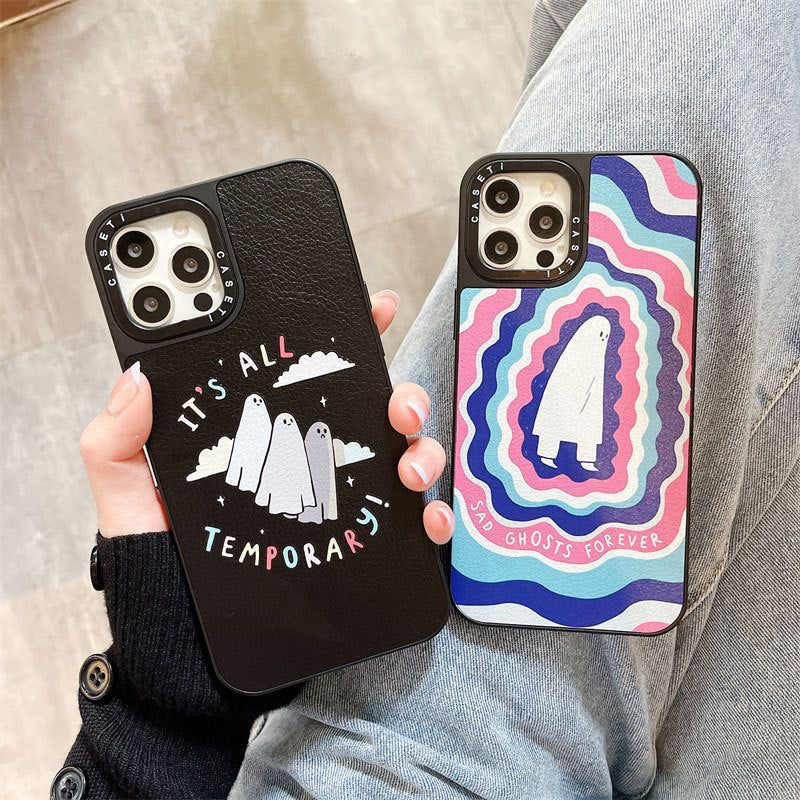 Pink Leather-Style Ghost iPhone Case