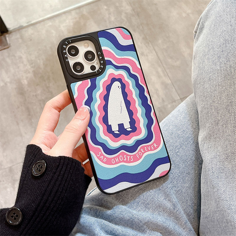 Pink Leather-Style Ghost iPhone Case