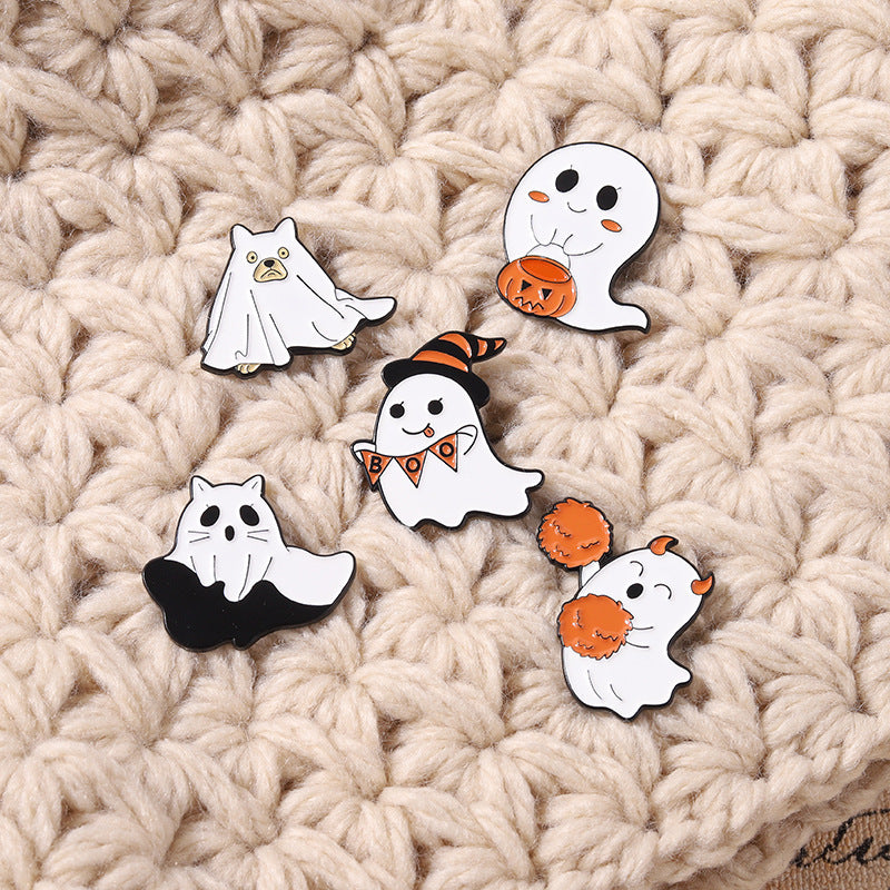Cute Cartoon Ghost Halloween Brooch