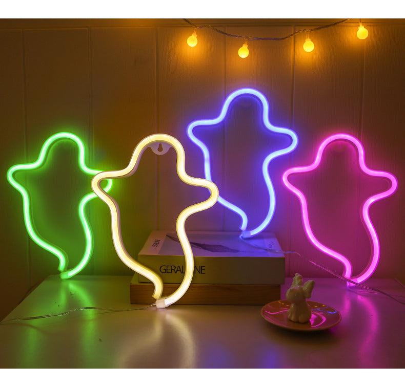 Halloween Ghost Neon Light – Colorful Wall Decor
