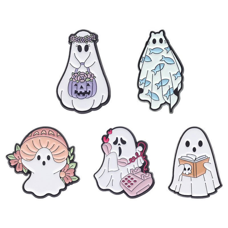 Cute Halloween Ghost Metal Brooch