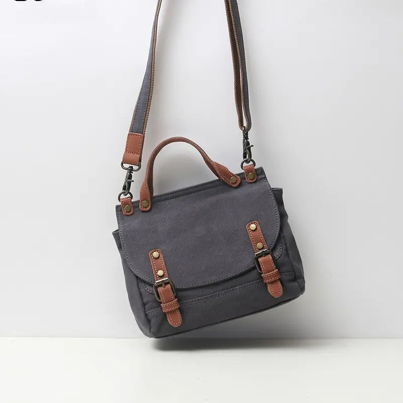 Vintage British Women's Canvas Crossbody Tote Bag