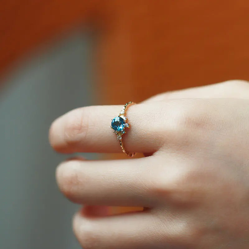S925 Blue Radiance Zircon Ring