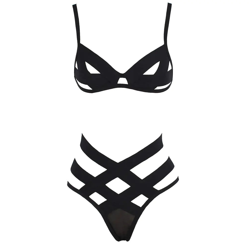Chic Hollow Ribbon Lingerie Set