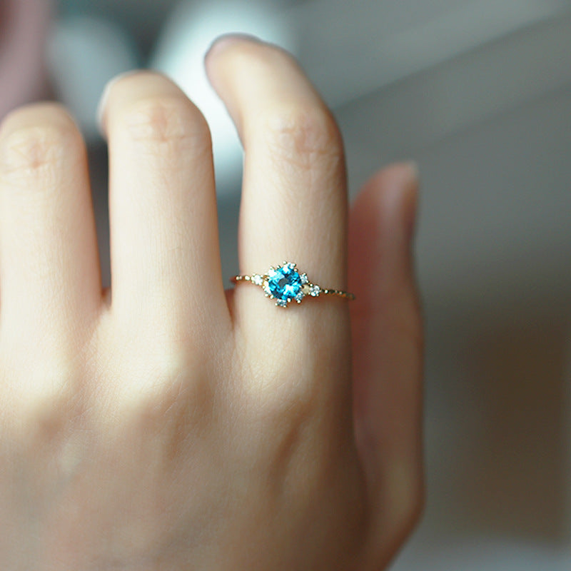S925 Blue Radiance Zircon Ring