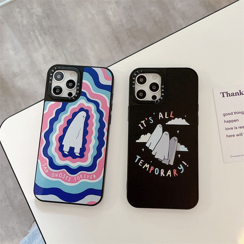Pink Leather-Style Ghost iPhone Case