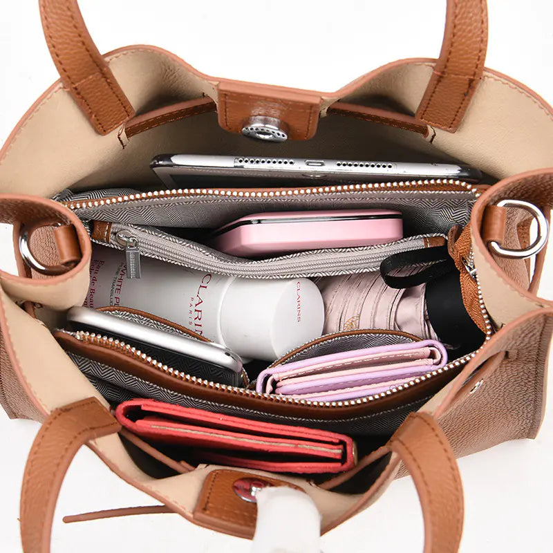 Leather Women's Tote Bag - Fashionable Large Capacity