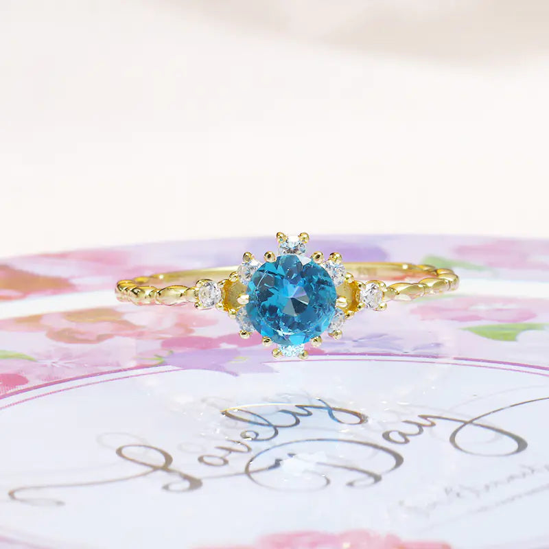 S925 Blue Radiance Zircon Ring