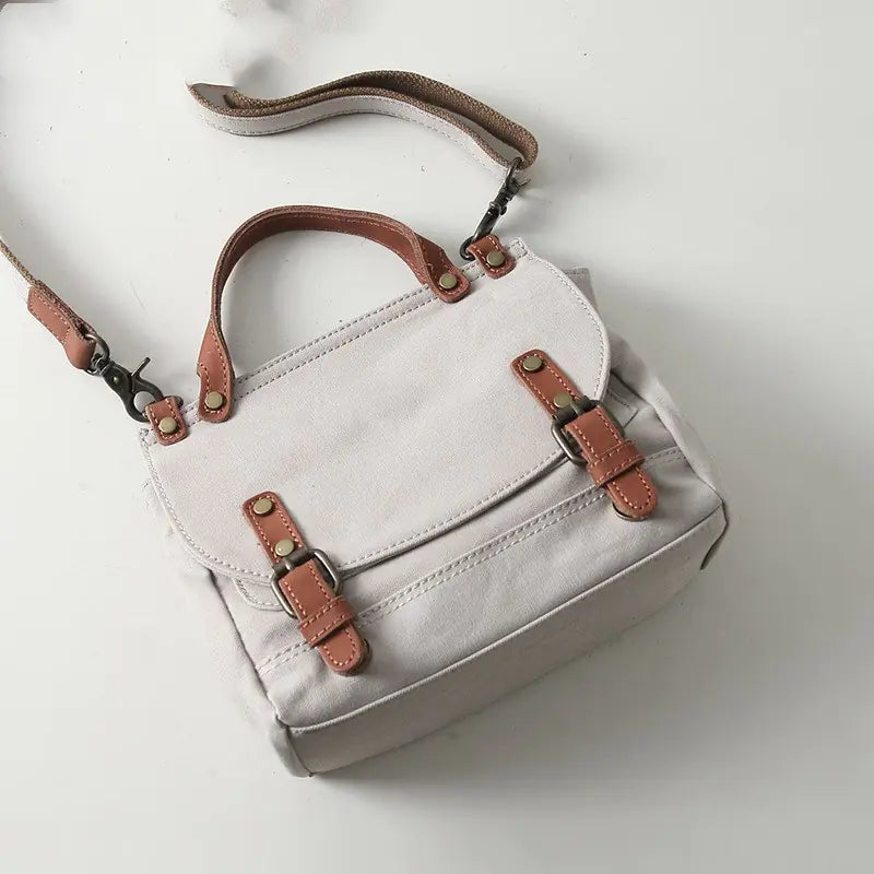 Vintage British Women's Canvas Crossbody Tote Bag