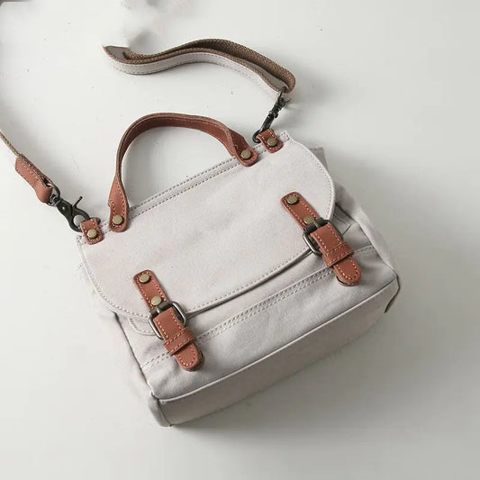 Vintage British Women's Canvas Crossbody Tote Bag