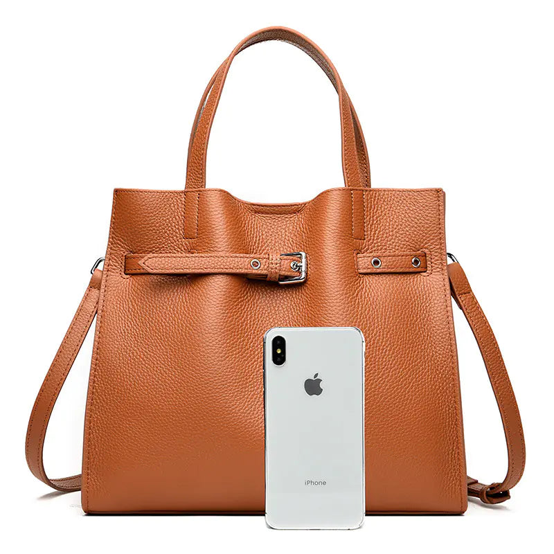 Leather Women's Tote Bag - Fashionable Large Capacity