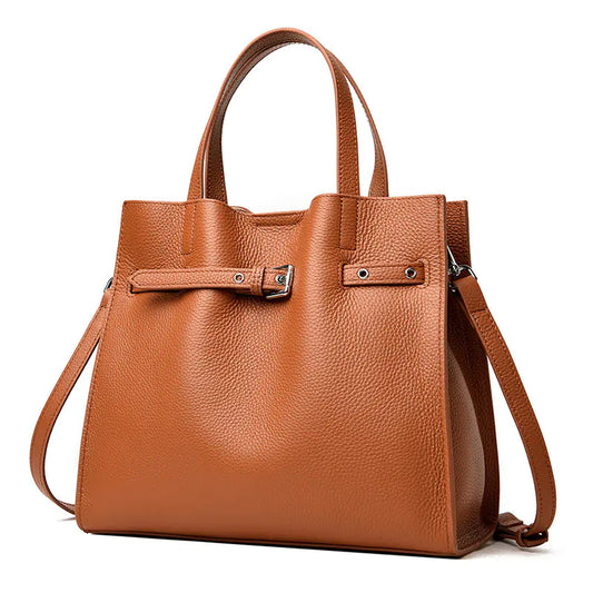 Leather Women's Tote Bag - Fashionable Large Capacity