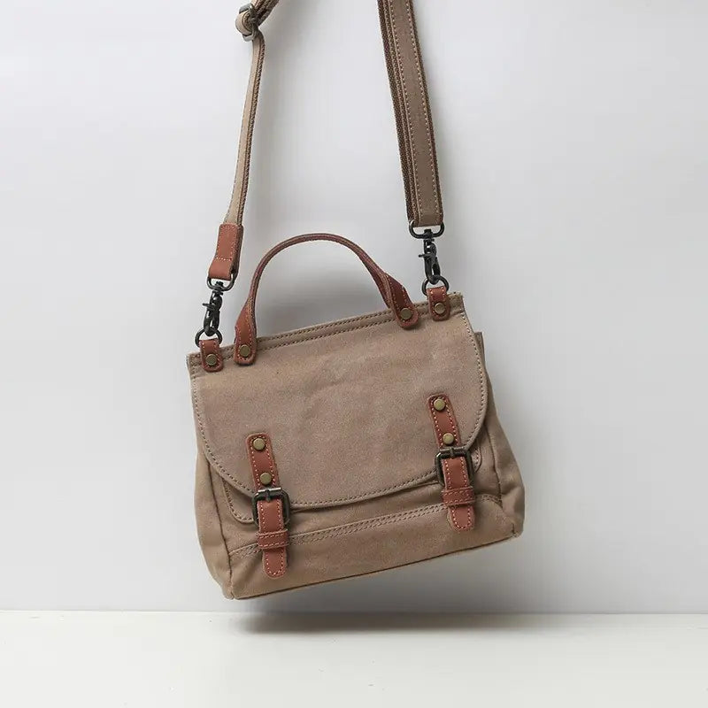Vintage British Women's Canvas Crossbody Tote Bag